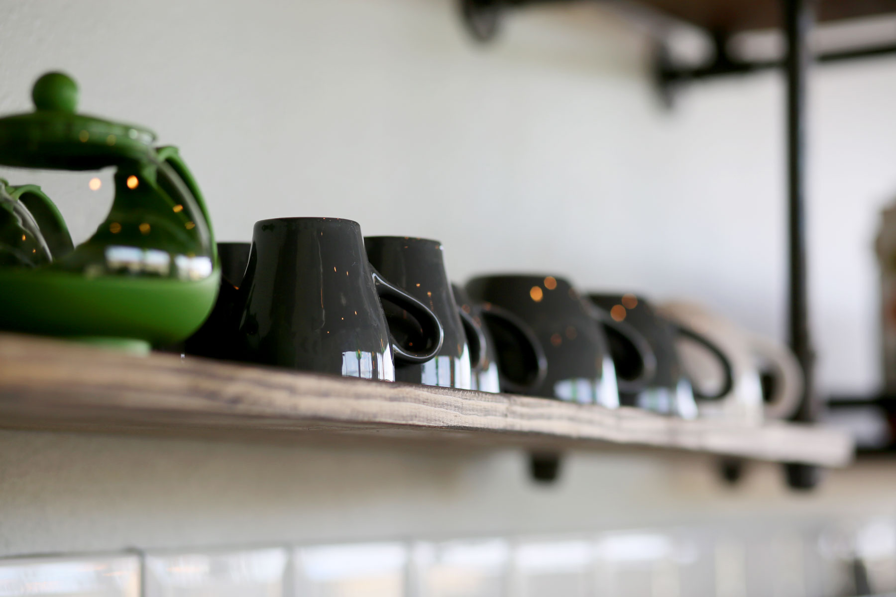 Ceramic mugs and coffee bar